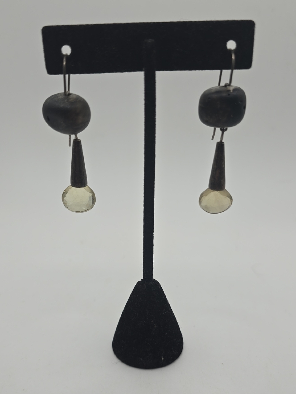 Handcrafted Silver and Pale Yellow Citrine Drop Earrings